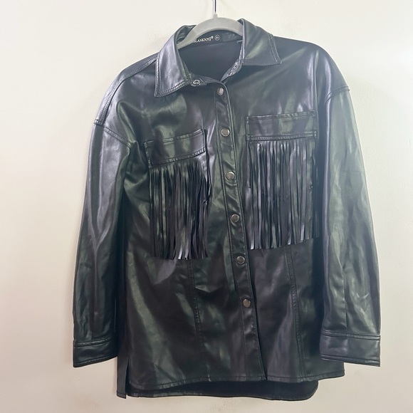 Blank NYC faux leather fringe shirt jacket XS - Picture 1 of 5